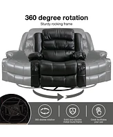 Boyel Living Massage Swivel Rocker Recliner Chair with Vibration and Heat Ergonomic Lounge