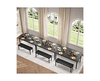 gaomon Kitchen Table and 2 Dining Benches Set, 3 Piece Dining Table Set for 4, Space