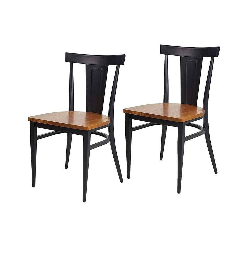 Slickblue 2-Pack Dining Side Chairs – Wooden Kitchen Chairs with Sleek Metal Legs for Any Space