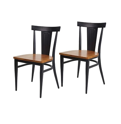 Slickblue 2-Pack Dining Side Chairs – Wooden Kitchen Chairs with Sleek Metal Legs for Any Space