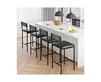 gaomon Bar Stools Set of 4, Kitchen Bar Stools with Footrest, 25.5 Inches Upholstered Bar Chairs with Back, 4 Counter Height Barstools for Counter Bar