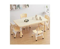 gaomon Kids Table and Chair Set, Height Adjustable Toddler Table and 4 Chairs Set for Ages 2-10, Graffiti Desktop, Non-Slip Legs, Arts & Crafts Table