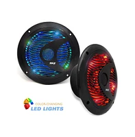 Pyle 6.5" Waterproof Marine Speakers with Led Lights - 150 Watt, Black