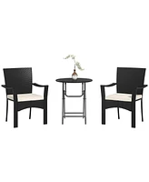 Outsunny 3 Pieces Wicker Outdoor Patio Bistro Set with Cushions,