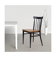 Slickblue Slat Back Dining Chairs Set of 2 Metal Leg Side Chairs with Sturdy Wood Seats