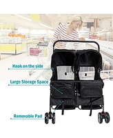 Slickblue Twin Pet Stroller - Folding Travel Cart for Dogs & Cats