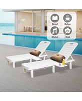 Slickblue Chaise Lounge Chair for Patio Sunbathing Chair with 4-Level Adjustable Backrest and Hidden Cup Holder