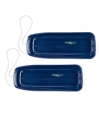 Lucky Bums Kids 48 Inch Plastic Snow Toboggan Sled with Pull Rope, Blue (2 Pack
