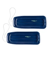Lucky Bums Kids 48 Inch Plastic Snow Toboggan Sled with Pull Rope, Blue (2 Pack