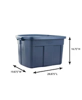 Rubbermaid Roughneck 25 Gallon Stackable Storage Container, Dark Indigo, 4 Pack