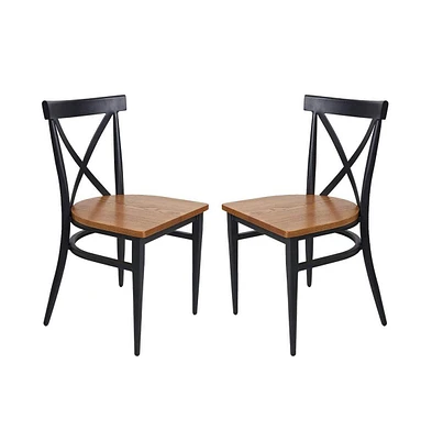 Slickblue Set of 2 Outdoor Bistro Chairs – Stackable Cafe Chairs with Elegant Cross Back Style