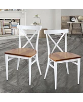 Slickblue Metal Frame Dining Room Chairs Set of 2 – Stylish Wood Seat with Cross Back Design