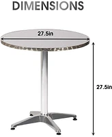 Slickblue Aluminum Round Table 27.5" - Waterproof Bistro Table for Backyard and Living Room End Table