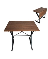 Slickblue Mid-Century Drop Leaf Dining Table Set Space-Saving Design for Compact Dining Areas