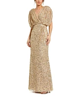 Mac Duggal Women's Draped Sleeve V Neck Gown