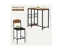 gaomon Dining Table Set for 2, Bar Table and Chairs Set for 2 with Storage Shelf and Wine Rack