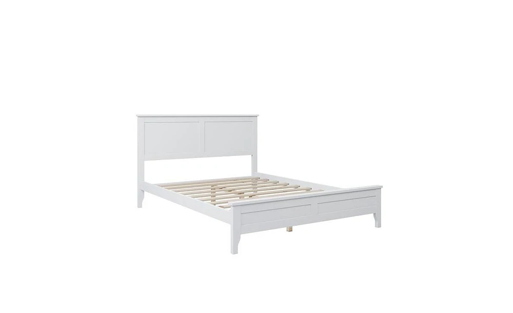 Slickblue Modern White Solid Wood Platform Bed