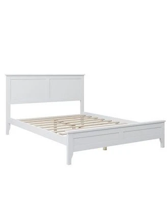Slickblue Modern White Solid Wood Platform Bed