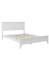 Slickblue Modern White Solid Wood Platform Bed Sleek Design For Contemporary Bedrooms