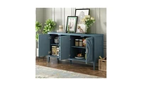 Slickblue Retro Sideboard with Circular Groove Design and Round Metal Handles for Entrance, Dining & Living Rooms