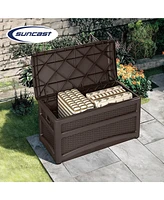 Suncast DBW7500 73 Gallon Outdoor Patio Storage Chest with Handles & Seat, Java