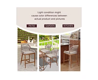 gaomon Woven Outdoor Counter Height Bar Stools Chairs Set of 2, Rattan Garden Counter Stools with Aluminum Frame