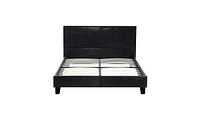 Slickblue Simple Black Pu Leather Bed Frame Modern Upholstered Platform Bed for Bedroom Decor