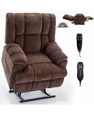 Dual Motor Heat Massage Infinite Position Up to 350 Lbs Electric Power Lift Recliners with Power-Remote