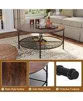 Skonyon 32IN Round Wood Top Coffee Table For Living Room