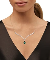 Grown With Love Emerald (1-1/2 ct. t.w.) & Lab Diamond (1 Fancy 18" Pendant Necklace 14k Gold (Also Ruby S