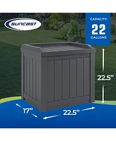 Suncast 22 Gallon Outdoor Patio Small Deck Box with Storage Seat, Stone (2 Pack)