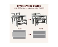 gaomon Dining Table Set for 4, Modern Kitchen Table with Bench and Chairs, 4 Piece Dining Room Table with Storage Rack for Small Spaces