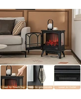 Sugift 1400W Electric Stove Heater with 3-Level Flame Effect and 3-Sided View