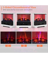 Sugift 27 Inch Freestanding Electric Fireplace with 3-Level Vivid Flame Thermostat