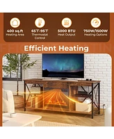 Skonyon 23 Inches 750W/1500W Electric Fireplace Heater with Alter Flame Color and Brightness