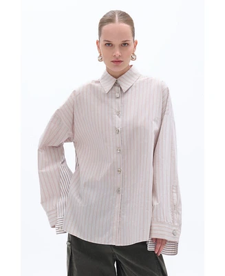 Nocturne Women's Striped Oversized Shirt