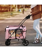 Slickblue 3-in-1 Folding Pet Stroller – Travel Pet Gear with Detachable Carrier Bag & Water Cup Holder