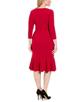 London Times Women's Twist-Front Midi Dress