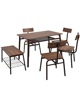 Slickblue Kitchen Table and Chairs for 6 Dining Table Industrial Wooden Dinette Set