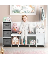 gaomon Kids Bookshelf with Reading Nook, Bookcase with Detachable Cushion