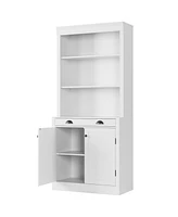 Gaomon Bookcases with 2 Doors and 1 Drawer, Floor Standing Display Storage with Open Shelves