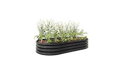 Slickblue Oval Metal Raised Garden Bed for Outdoor Plants, Vegetables, and Flowers