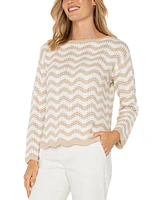 Liverpool Los Angeles Women's Boat-Neck Scalloped-Hem Sweater