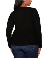 Belldini Plus Black Label Ribbed Double-Zip Cardigan Sweater