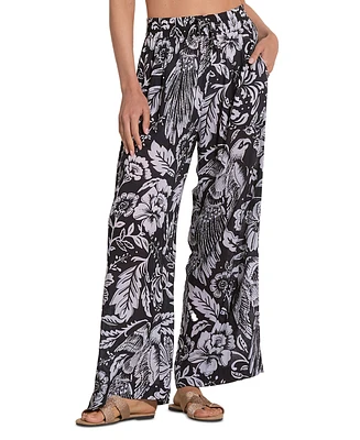 Elan Women's Maldives Floral-Print Wide-Leg Pants