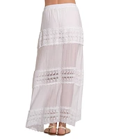 Elan Women's Crochet-Lace Tiered Maxi Skirt