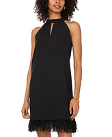 Vince Camuto Women's Feather-Trim Halter A-Line Mini Dress