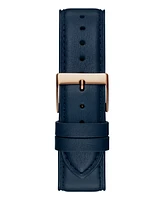Guess Men's Analog Navy Genuine Leather Watch, 44mm