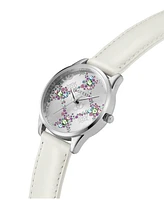 Guess Women's Analog White Genuine Leather Watch, 36mm