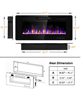 Skonyon 42 Inch Recessed Ultra Thin Electric Fireplace with Timer